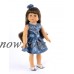 Dusky Blue Paisley Dress with Matching Accessories - Fits 18" American Girl Dolls, Madame Alexander, Our Generation, etc. - 18 Inch Doll Clothes - Doll Not Included   
